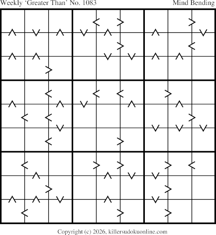 Greater Than Sudoku for the week starting 8/31/2026