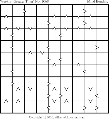 Greater Than Sudoku for the week starting 5/18/2026