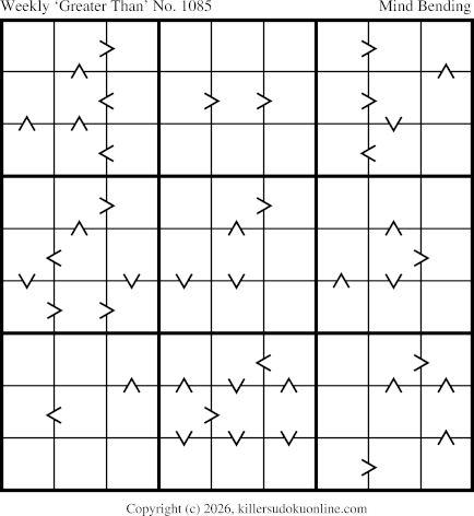 Greater Than Sudoku for the week starting 9/14/2026