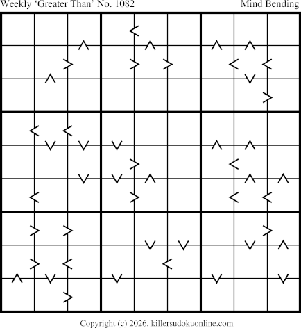 Greater Than Sudoku for the week starting 8/24/2026