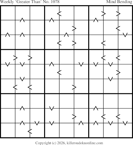 Greater Than Sudoku for the week starting 7/27/2026
