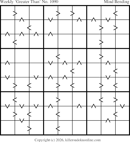 Greater Than Sudoku for the week starting 10/19/2026