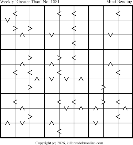 Greater Than Sudoku for the week starting 8/17/2026