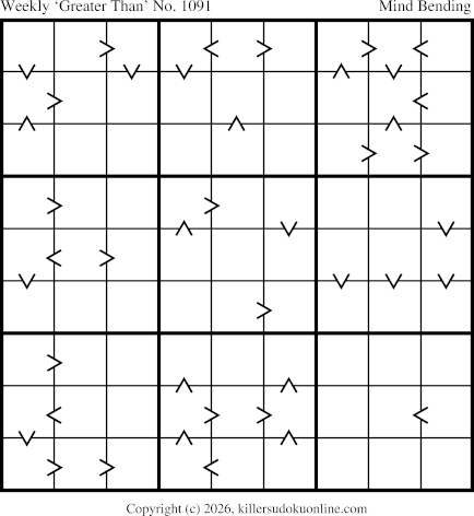 Greater Than Sudoku for the week starting 10/26/2026