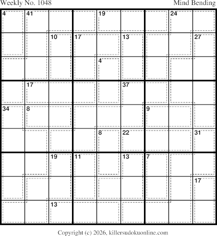 Killer Sudoku for the week starting 2/9/2026