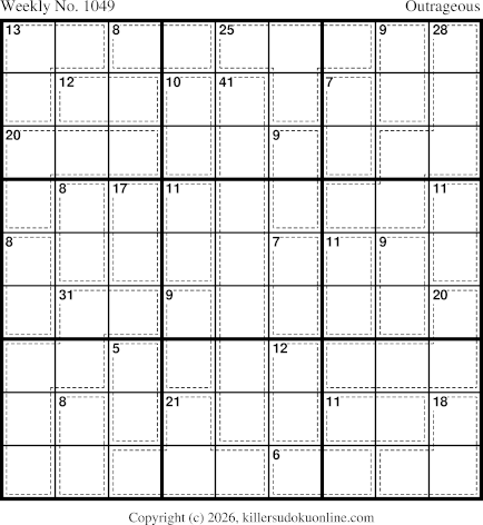 Killer Sudoku for the week starting 2/16/2026