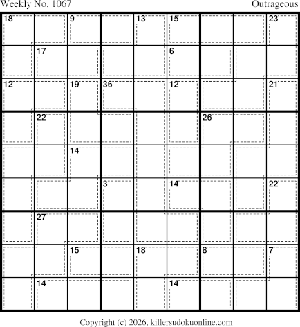 Killer Sudoku for the week starting 6/22/2026