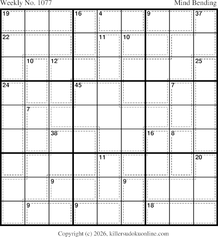 Killer Sudoku for the week starting 8/31/2026