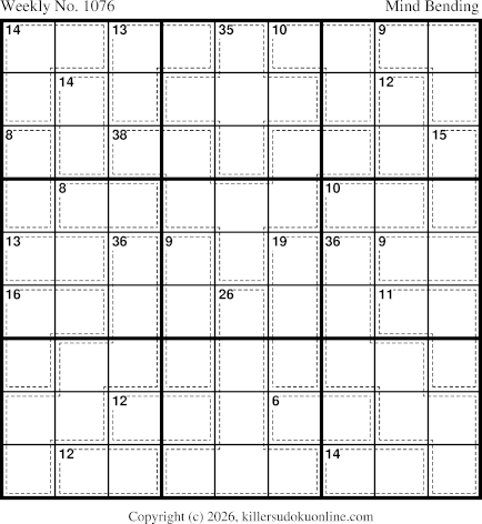 Killer Sudoku for the week starting 8/24/2026