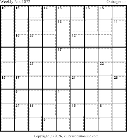 Killer Sudoku for the week starting 7/27/2026